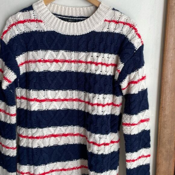 J.Crew Gabby Stripe Cable Knit Wool Tunic Sweater - Picture 4 of 14